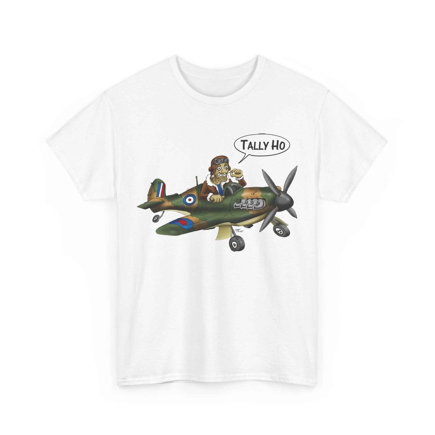 Tally Ho Spitfire Tee — Retro WWII Pilot Plane Graphic T-Shirt