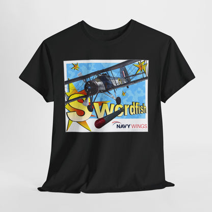 Swordfish Navy Wings T‑Shirt — Vintage Biplane Aviation Graphic Tee