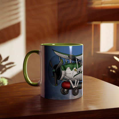 Navy Swordfish Design Two-Tone Coffee Mugs, 11oz - Funky Aviation