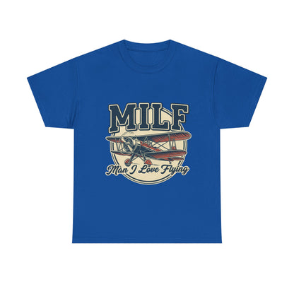 T-Shirt — "MILF: Man I Love Flying" Vintage Airplane Graphic Tee
