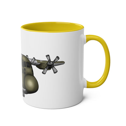 The Hercules Transport Aircraft Two-Tone Coffee Mugs, 11oz - Funky Aviation