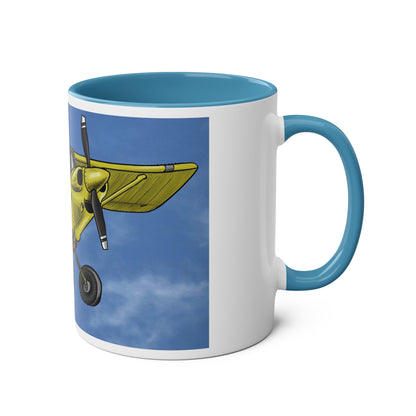 Super Yellow Cub Two-Tone Coffee Mugs, 11oz - Funky Aviation