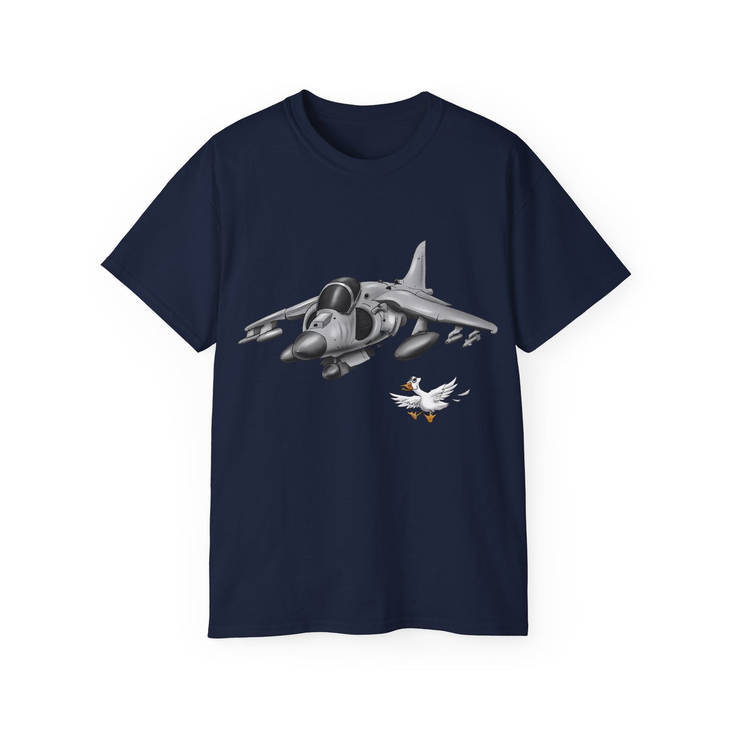 Harrier Hand drawn Cartoon for Flight Enthusiast T-Shirt, Airplane Graphic Tee, Unique Gift for Pilots, Aviation Fan Apparel