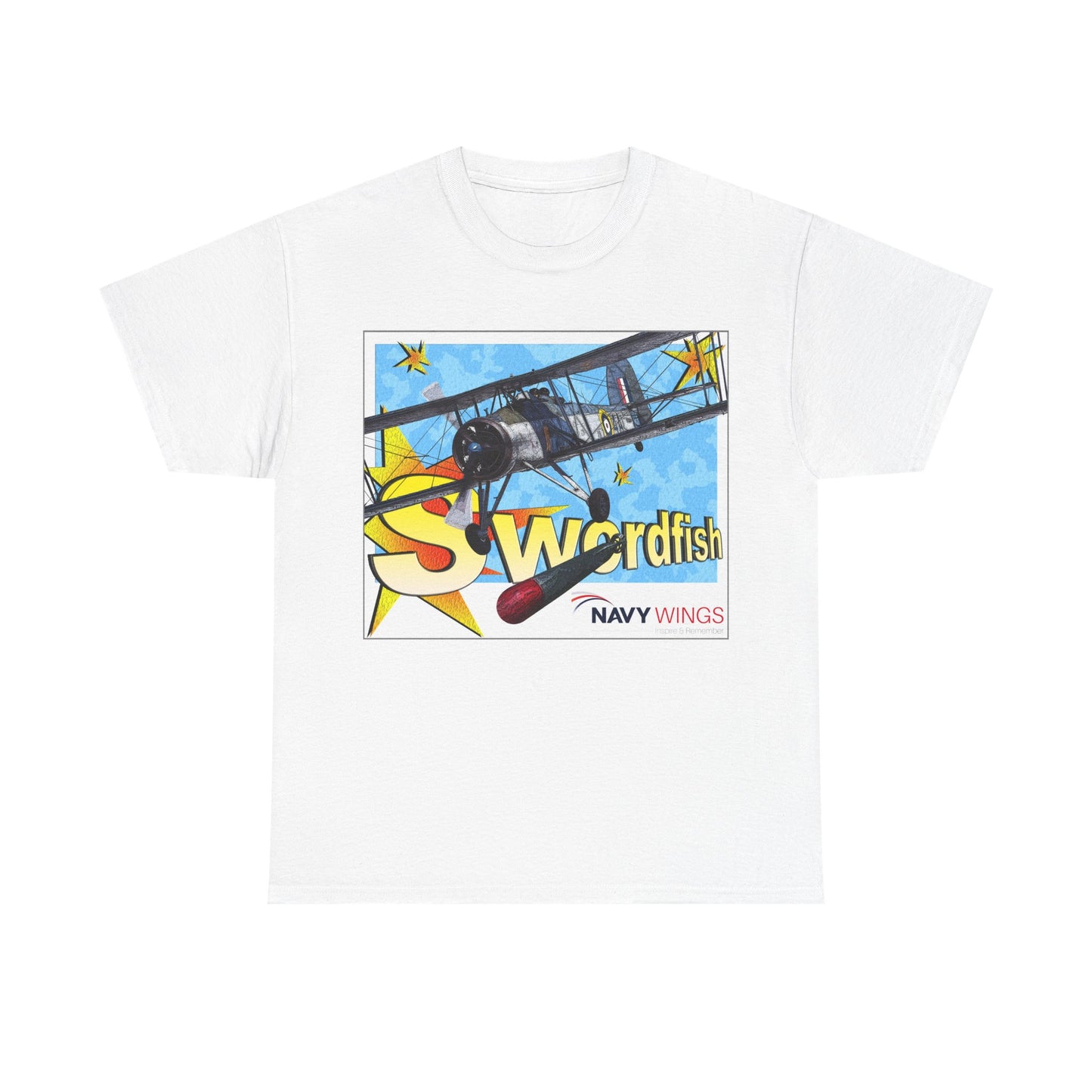 Swordfish Navy Wings T‑Shirt — Vintage Biplane Aviation Graphic Tee