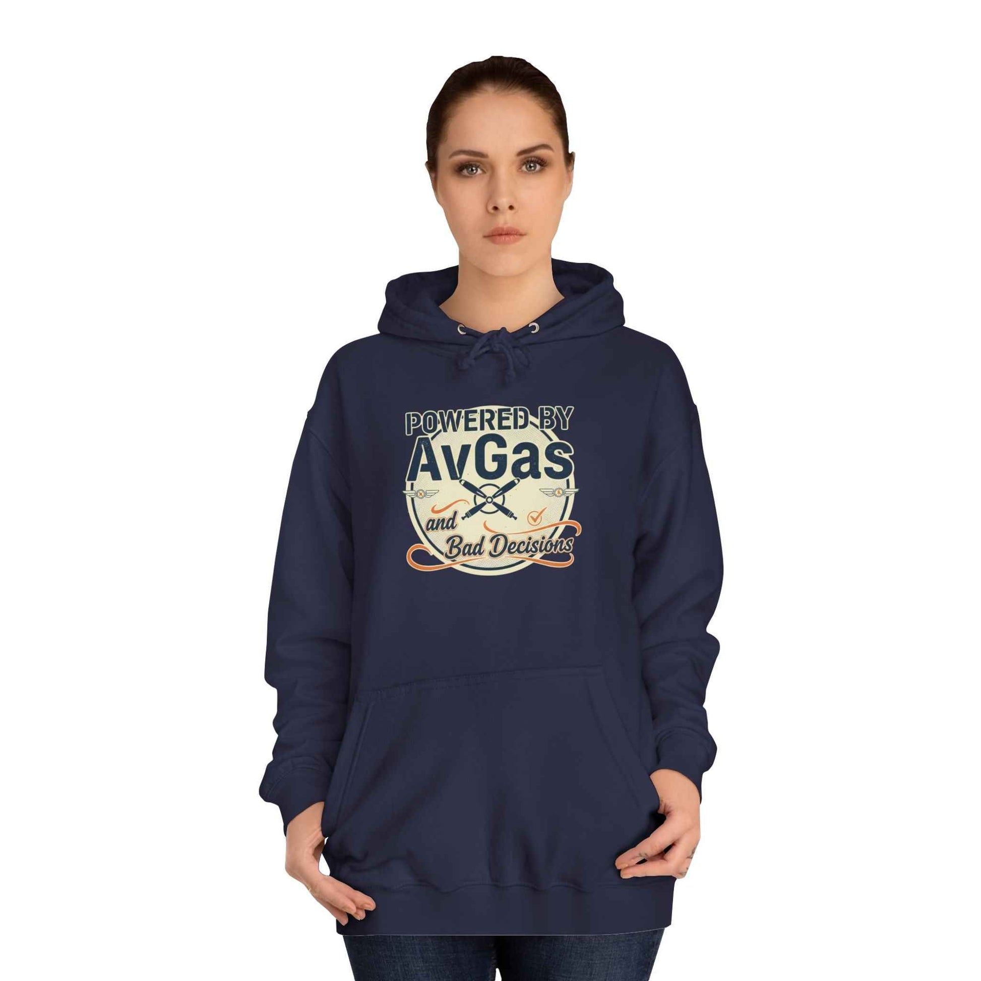 Powered by AvGas Hoodie — Vintage Pilot Aviation Sweatshirt