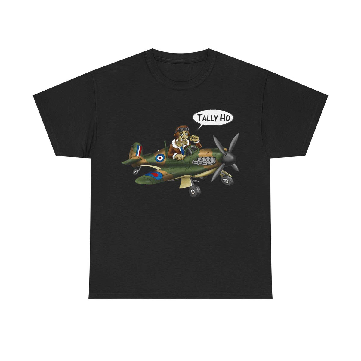 Tally Ho Spitfire Tee — Retro WWII Pilot Plane Graphic T-Shirt