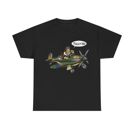 Tally Ho Spitfire Tee — Retro WWII Pilot Plane Graphic T-Shirt