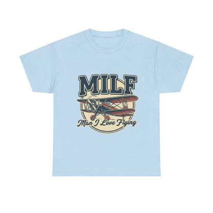 T-Shirt — "MILF: Man I Love Flying" Vintage Airplane Graphic Tee
