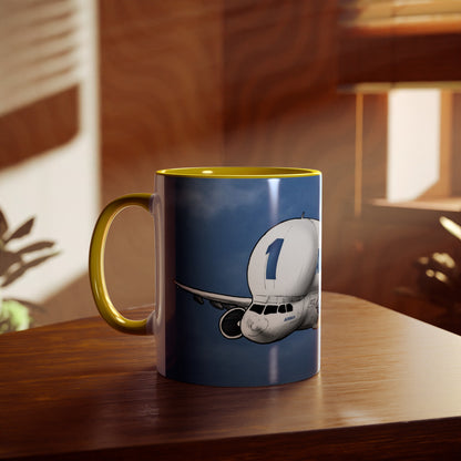 Beluga Airbus Cartoon Two-Tone Coffee Mugs, 11oz - Funky Aviation