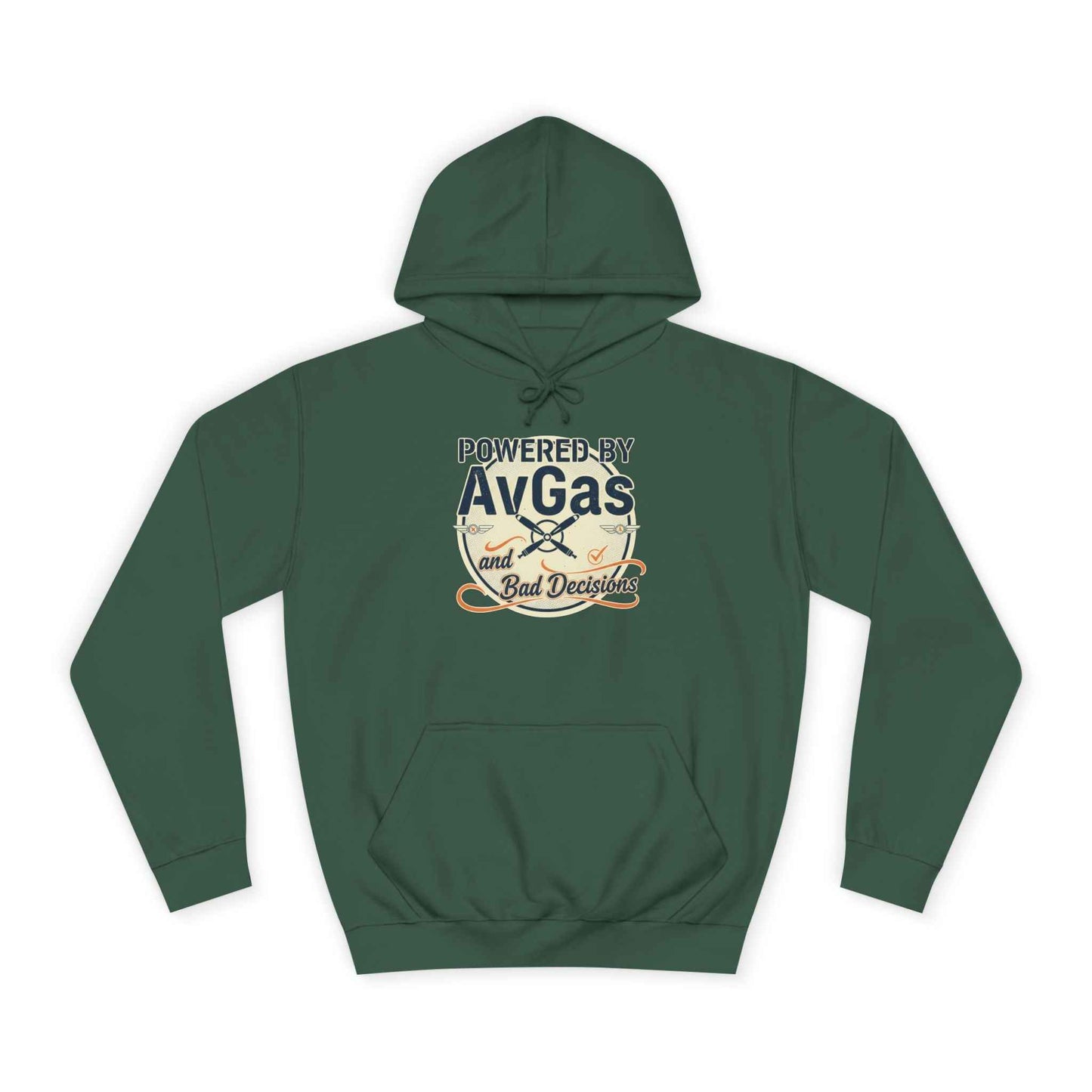 Powered by AvGas Hoodie — Vintage Pilot Aviation Sweatshirt