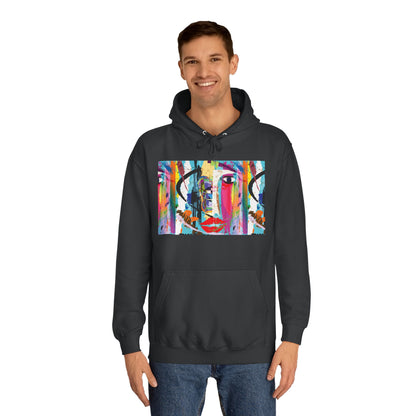 Abstract Colorful Face Hoodie — Vibrant Pop Art Graphic Pullover