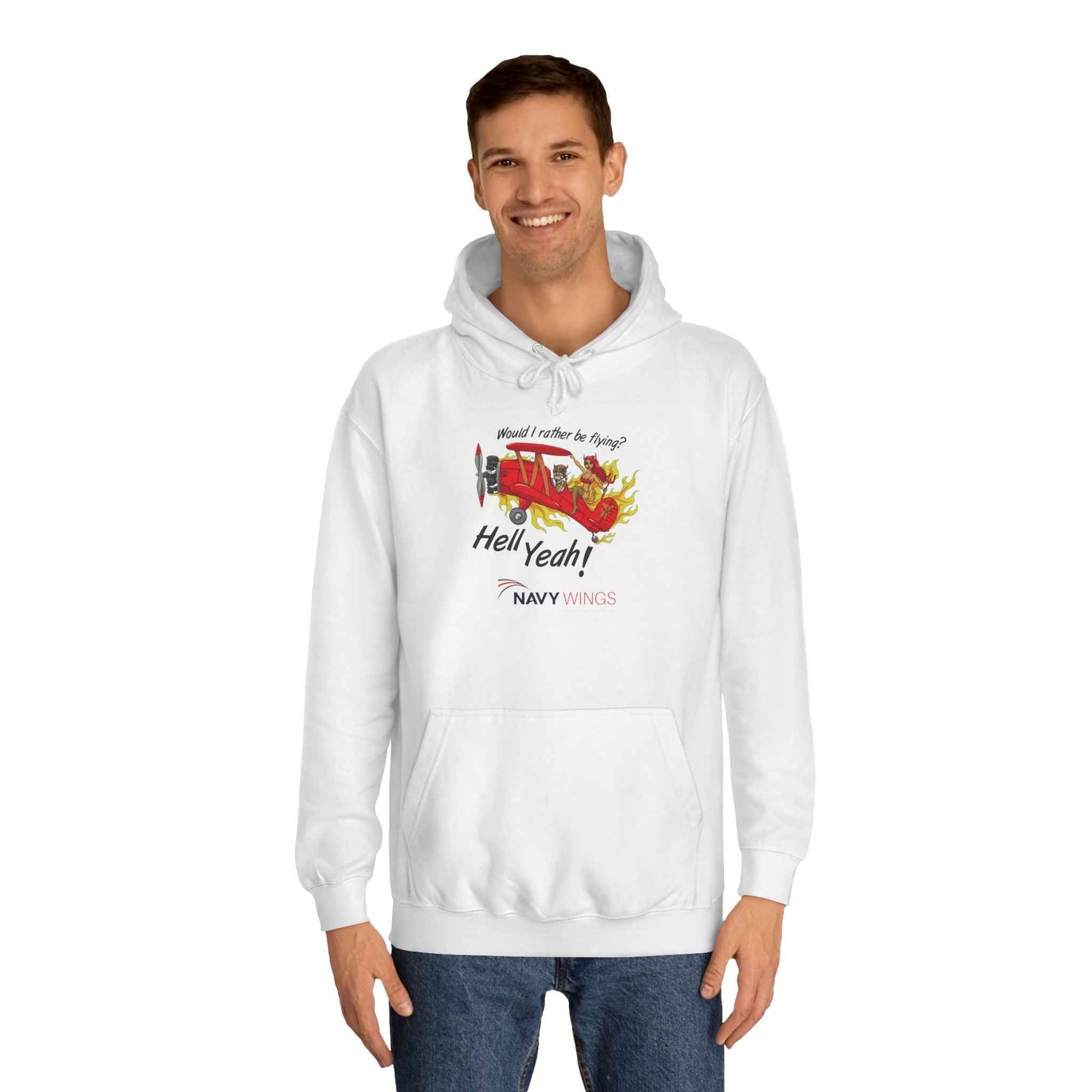 Vintage Red Airplane Hoodie — "Hell Yeah!" Graphic College Pullover