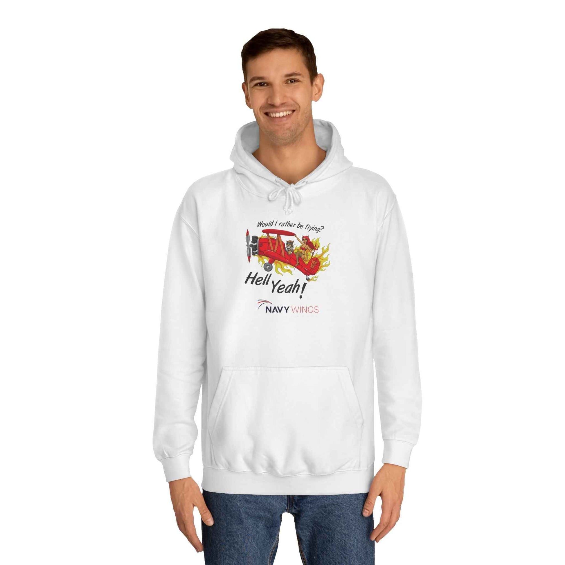 Vintage Red Airplane Hoodie — "Hell Yeah!" Graphic College Pullover