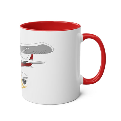 Cessna Bird Fryer Two-Tone Coffee Mugs, 11oz - Funky Aviation