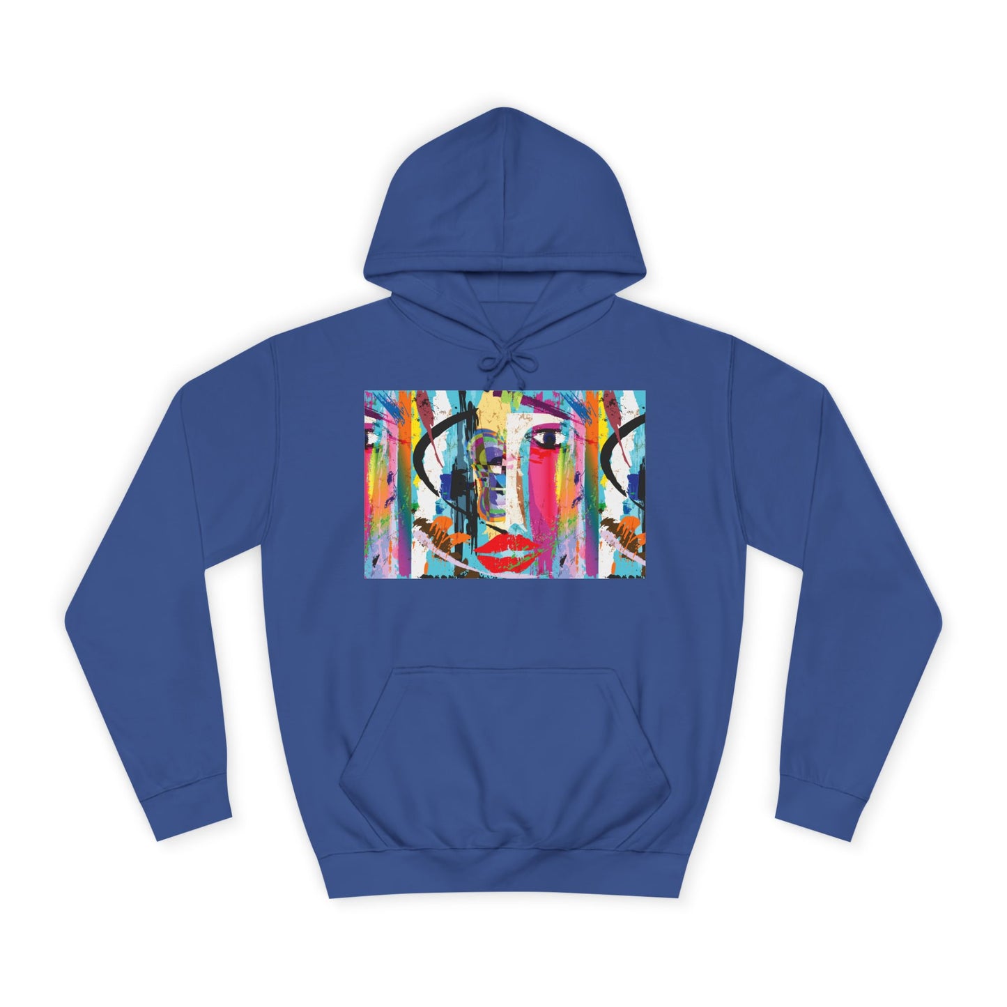 Abstract Colorful Face Hoodie — Vibrant Pop Art Graphic Pullover