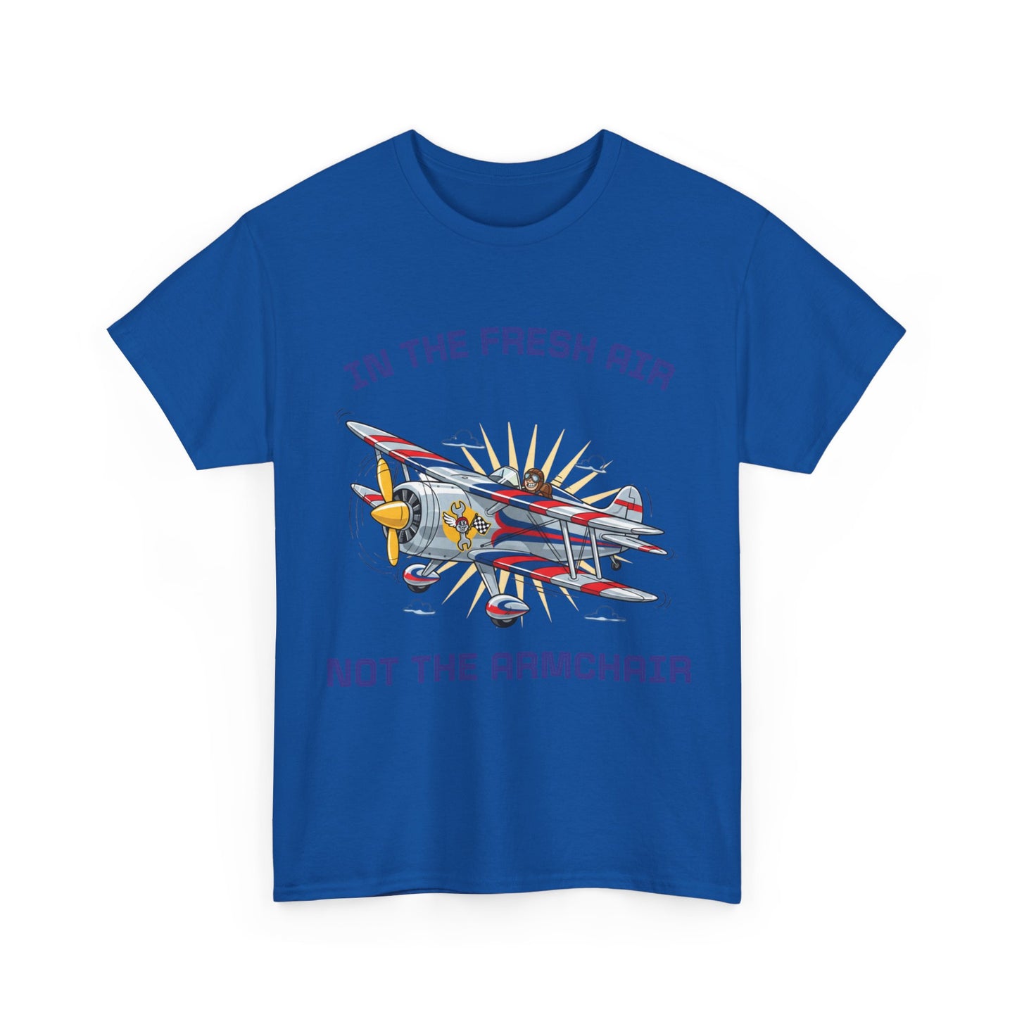 Aviation Vintage Biplane T-Shirt – "In the Fresh Air Not the Armchair" Retro Pilot Tee