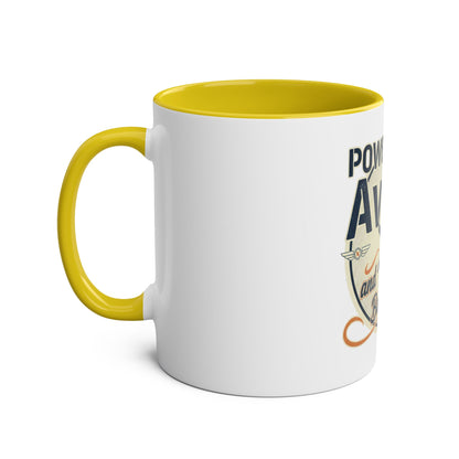 Aviator Coffee Mug — "Powered by AvGas and Bad Decisions" 11oz Two-Tone
