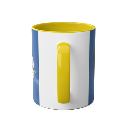 Navy Swordfish Design Two-Tone Coffee Mugs, 11oz - Funky Aviation