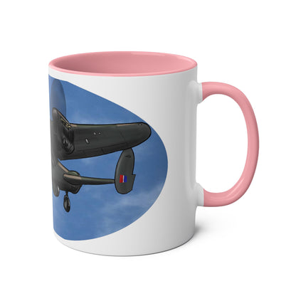 WWII Bomber Two-Tone Coffee Mug — Vintage WWII Aircraft Gift