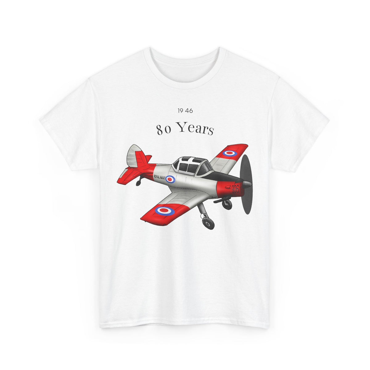 Chipmunk Vintage Airplane Tee — "80 Years" Commemorative Aviation Shirt