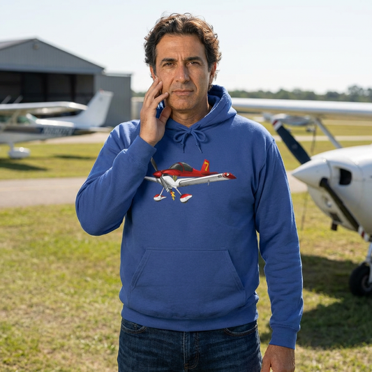 RV7 Aviation Hoodie — Small Red Aerobatic Aircraft Graphic