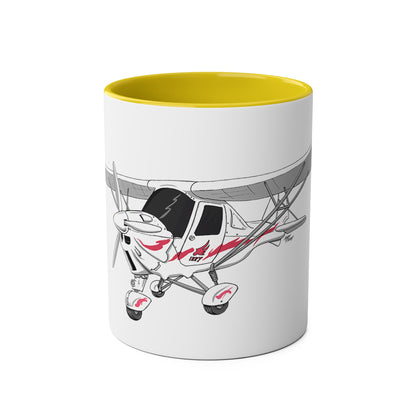 Cartoon Ikarus C42 Microlight Red Decals 11oz Coffee Mug