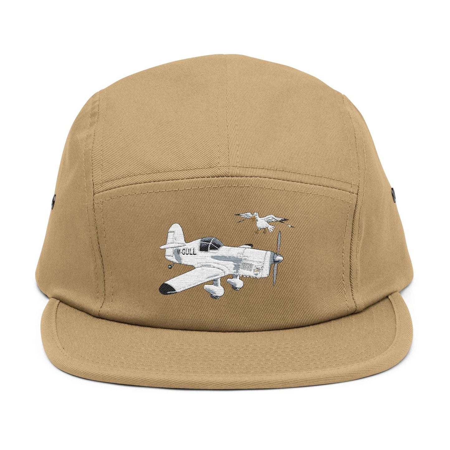 Vintage Mew Gull Aviation 5-Panel Cap — Minimalist Embroidered Pilot Hat