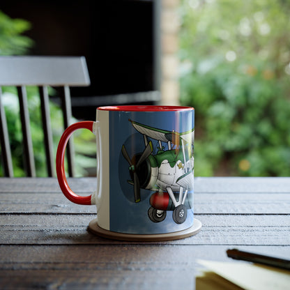 Navy Swordfish Design Two-Tone Coffee Mugs, 11oz - Funky Aviation