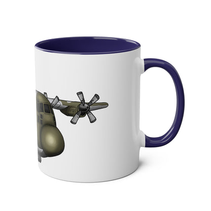 The Hercules Transport Aircraft Two-Tone Coffee Mugs, 11oz - Funky Aviation