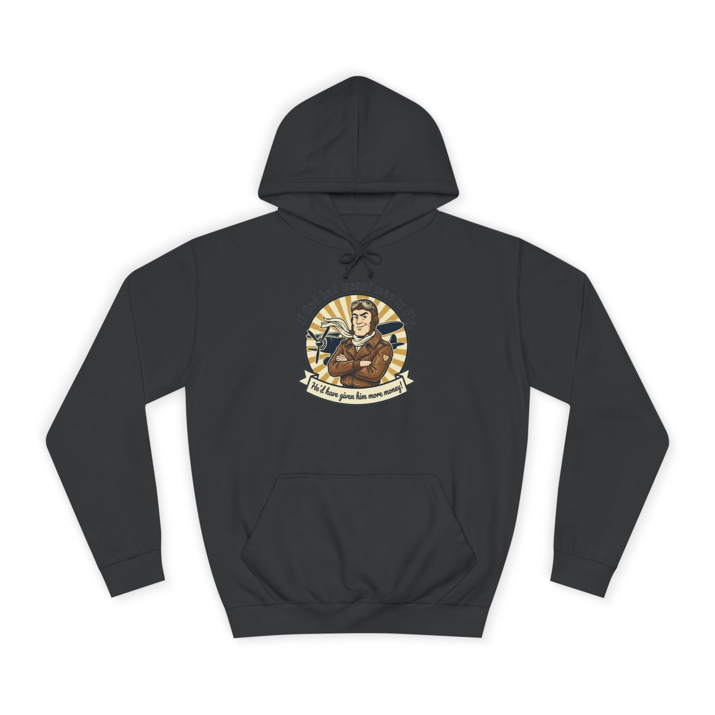 Aviator Retro College Hoodie — “I’ll Save You From The Storm” Vintage Pilot Graphic