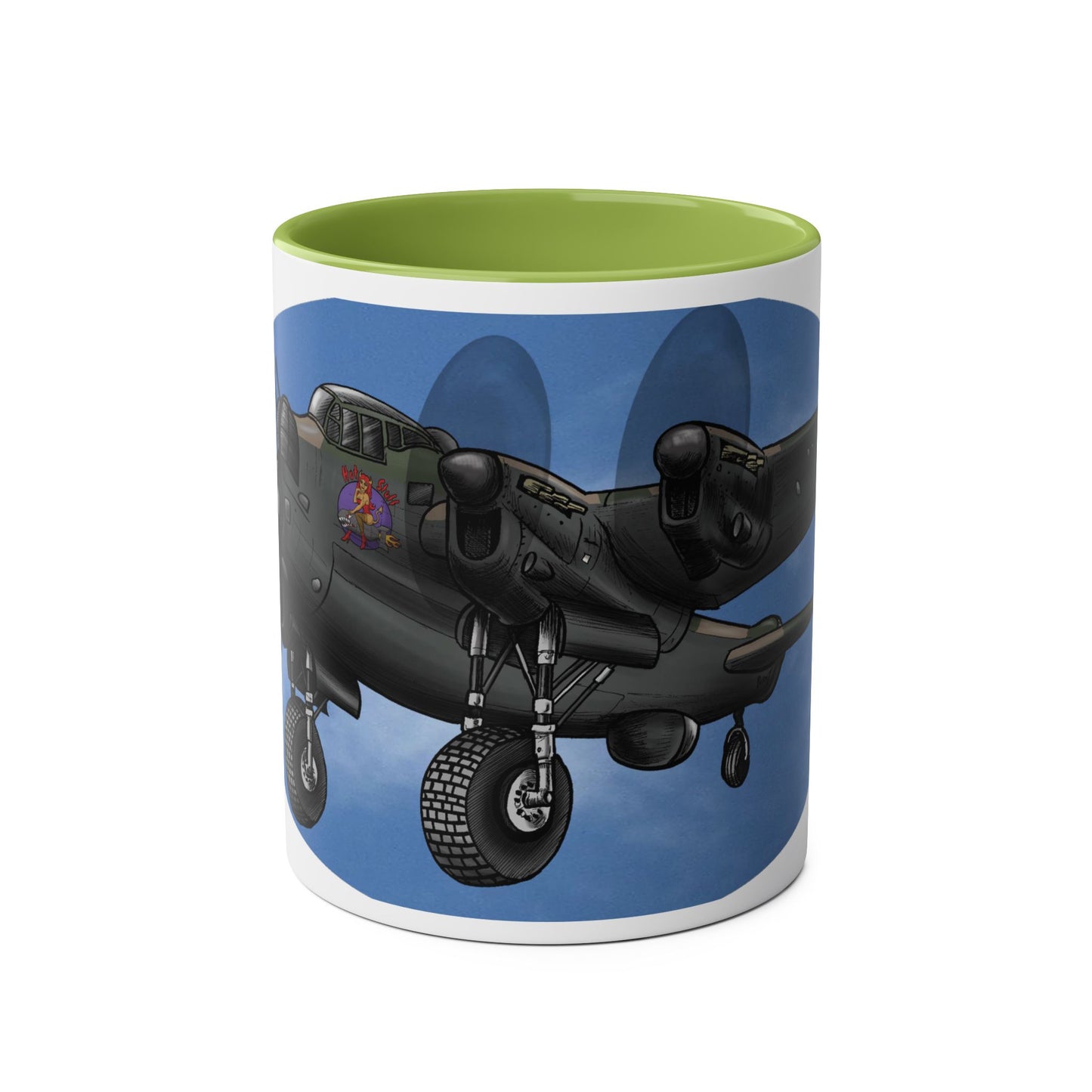 WWII Bomber Two-Tone Coffee Mug — Vintage WWII Aircraft Gift