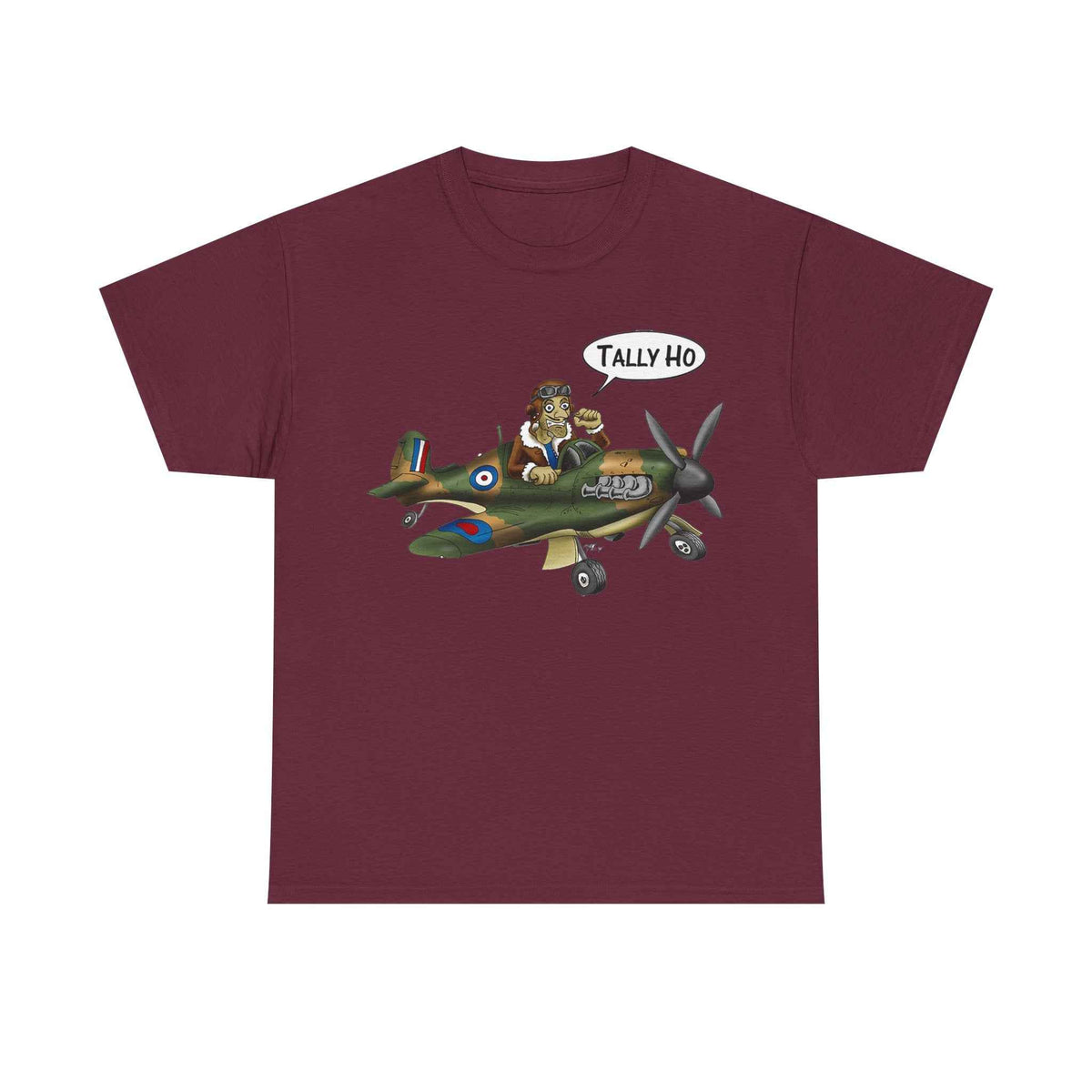 Tally Ho Spitfire Tee — Retro WWII Pilot Plane Graphic T-Shirt