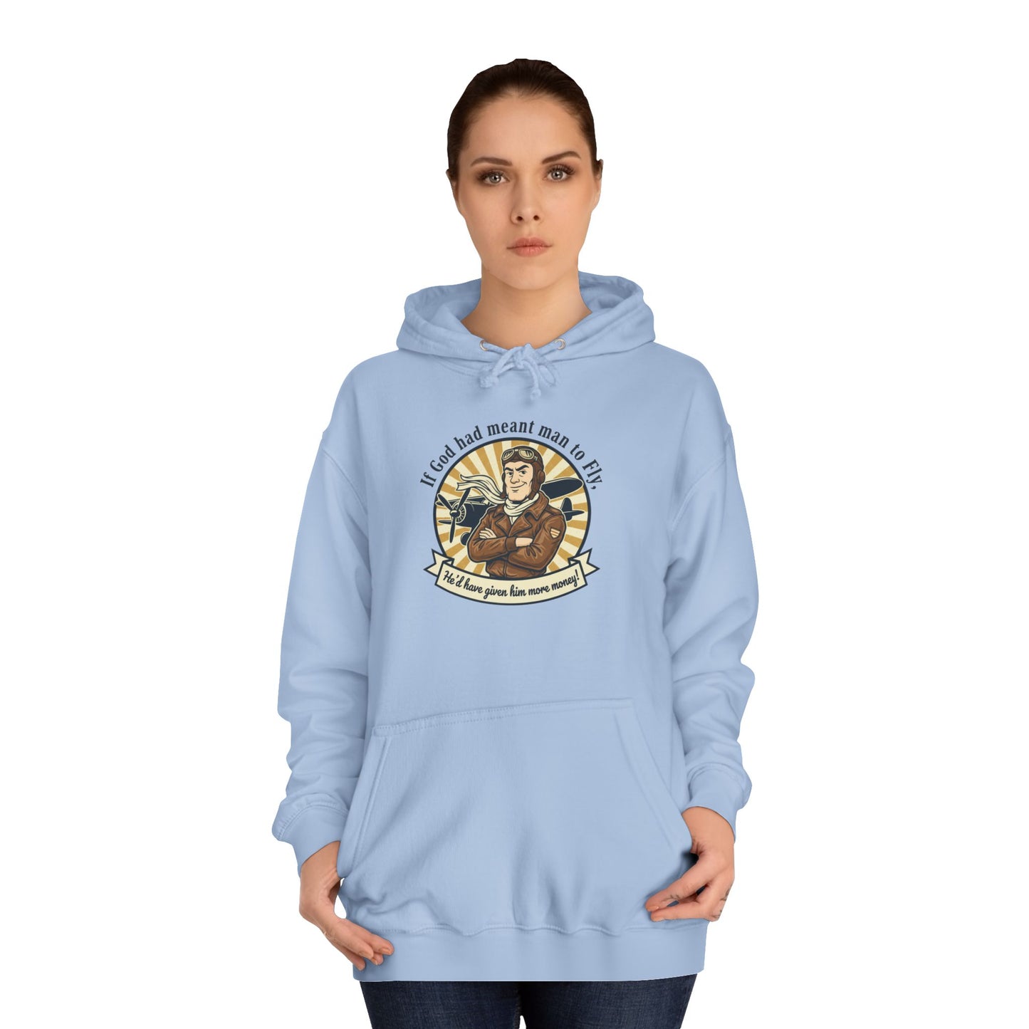 Aviator Retro College Hoodie — “I’ll Save You From The Storm” Vintage Pilot Graphic