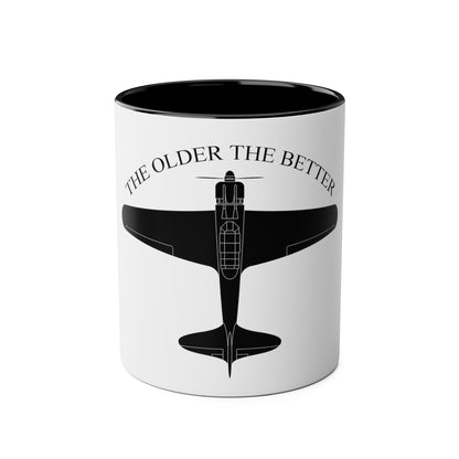 The Older the Better Two-Tone Coffee Mugs, 11oz - Funky Aviation