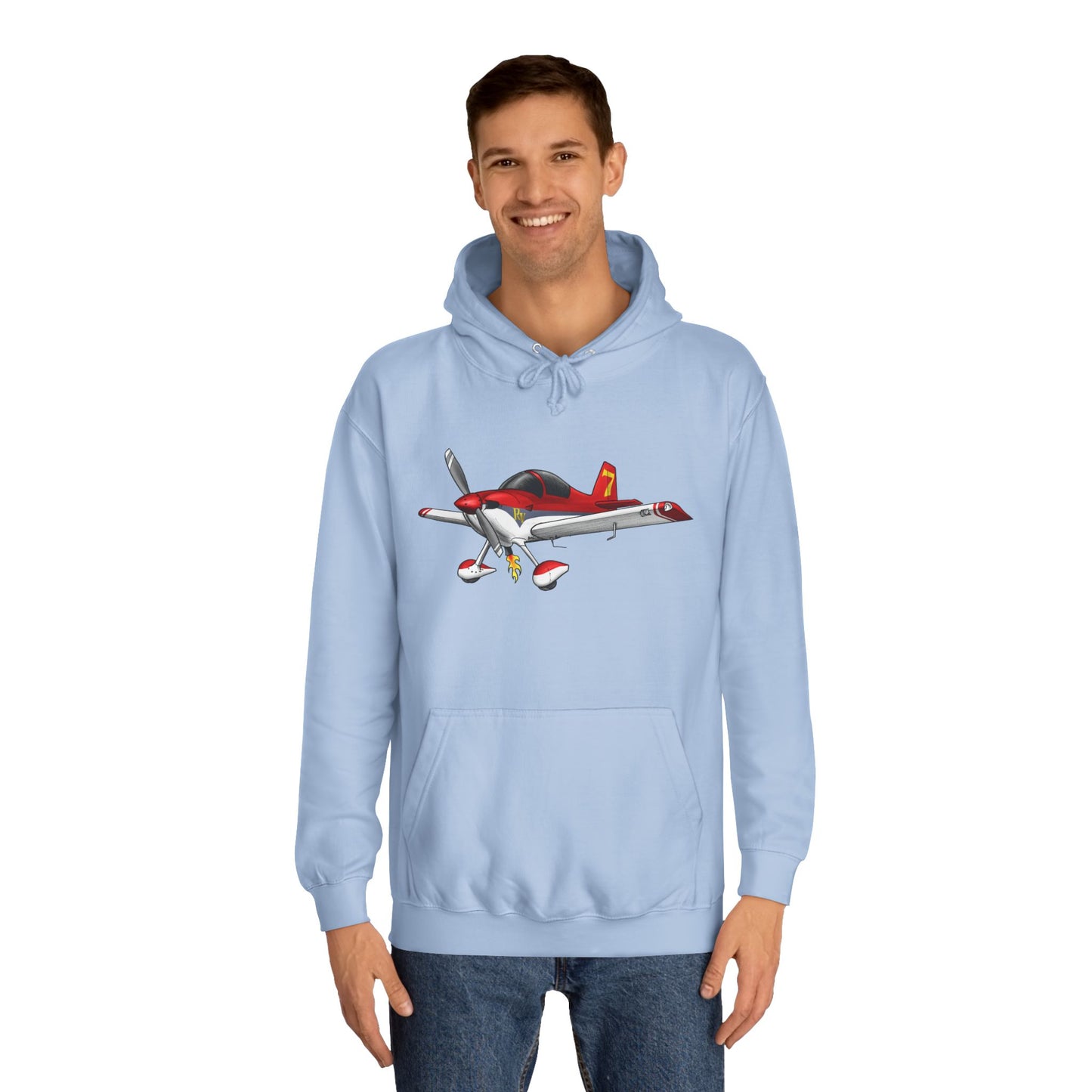 RV7 Aviation Hoodie — Small Red Aerobatic Aircraft Graphic