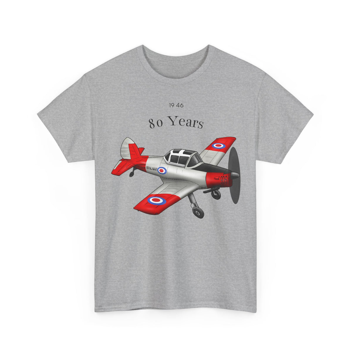Chipmunk Vintage Airplane Tee — "80 Years" Commemorative Aviation Shirt