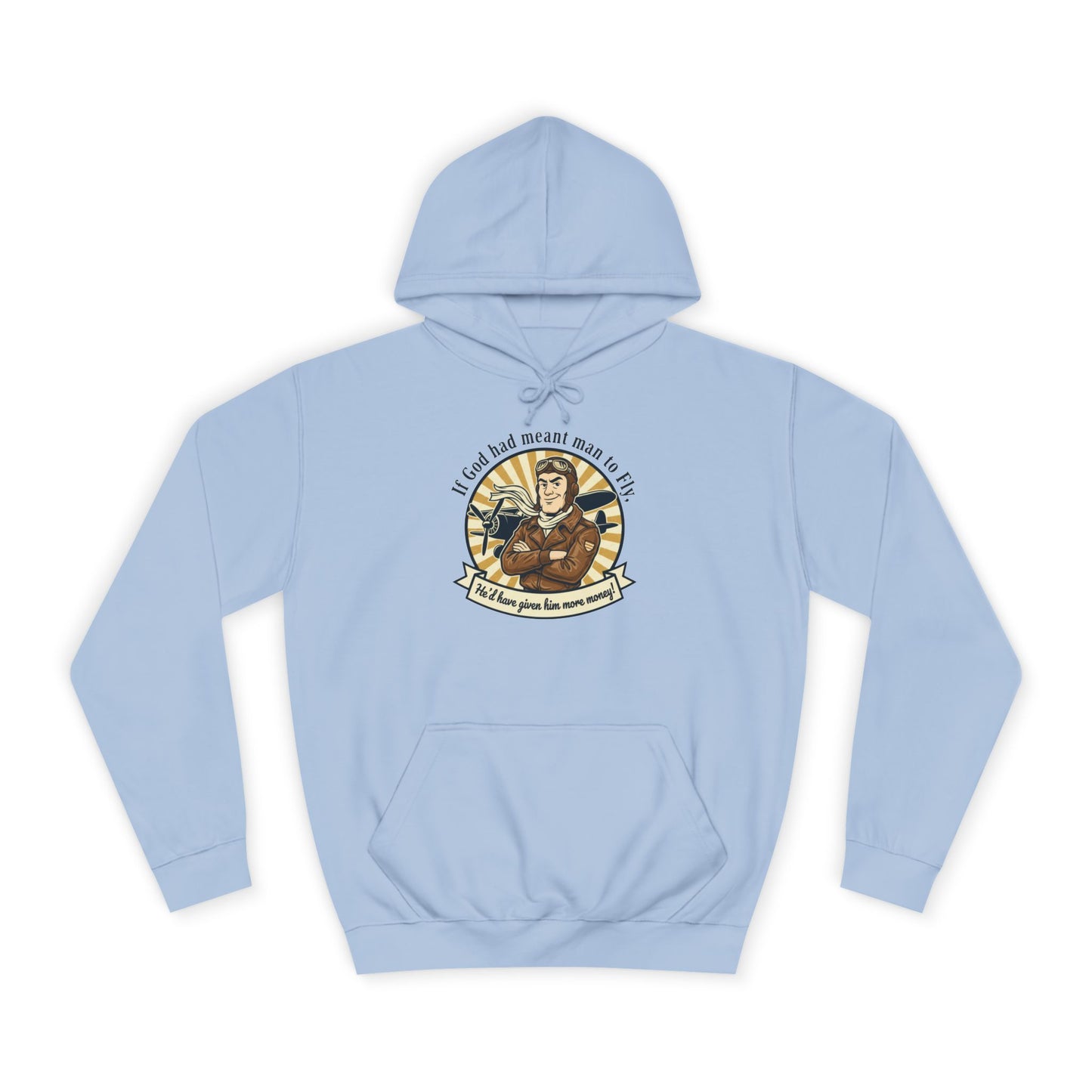 Aviator Retro College Hoodie — “I’ll Save You From The Storm” Vintage Pilot Graphic