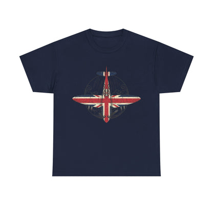 Vintage British Spitfire T-Shirt — Union Jack Warplane Graphic Tee