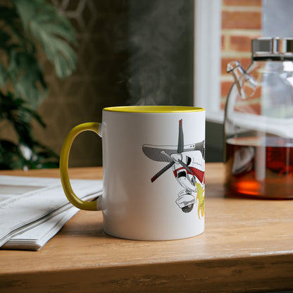 Cessna Bird Fryer Two-Tone Coffee Mugs, 11oz - Funky Aviation