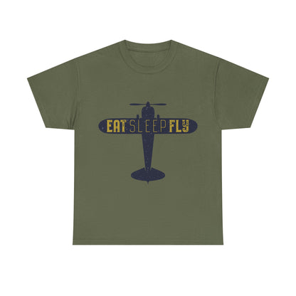 Eat Sleep Fly T-Shirt — Vintage Airplane Pilot Tee