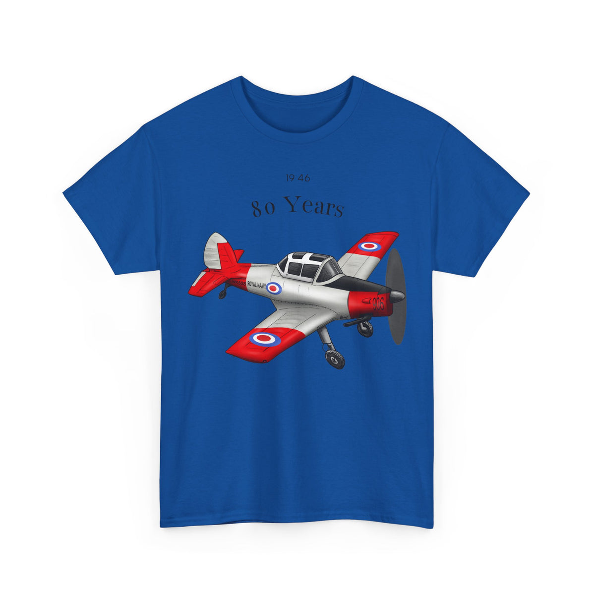 Chipmunk Vintage Airplane Tee — "80 Years" Commemorative Aviation Shirt