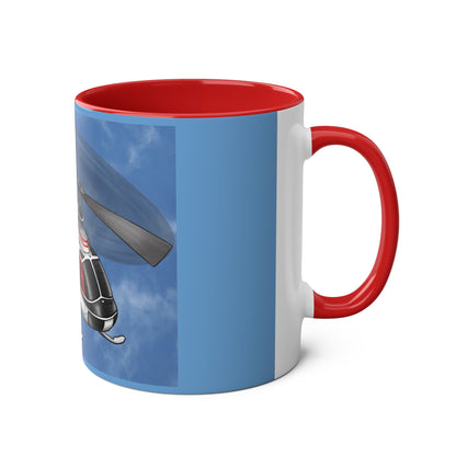 Bell Jet Ranger Helicopter Two-Tone Coffee Mugs, 11oz - Funky Aviation
