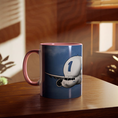 Beluga Airbus Cartoon Two-Tone Coffee Mugs, 11oz - Funky Aviation