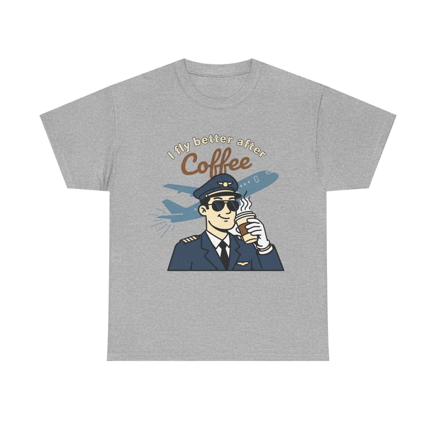 Pilot Coffee T‑Shirt — "I Fly Better After Coffee" Aviation Tee