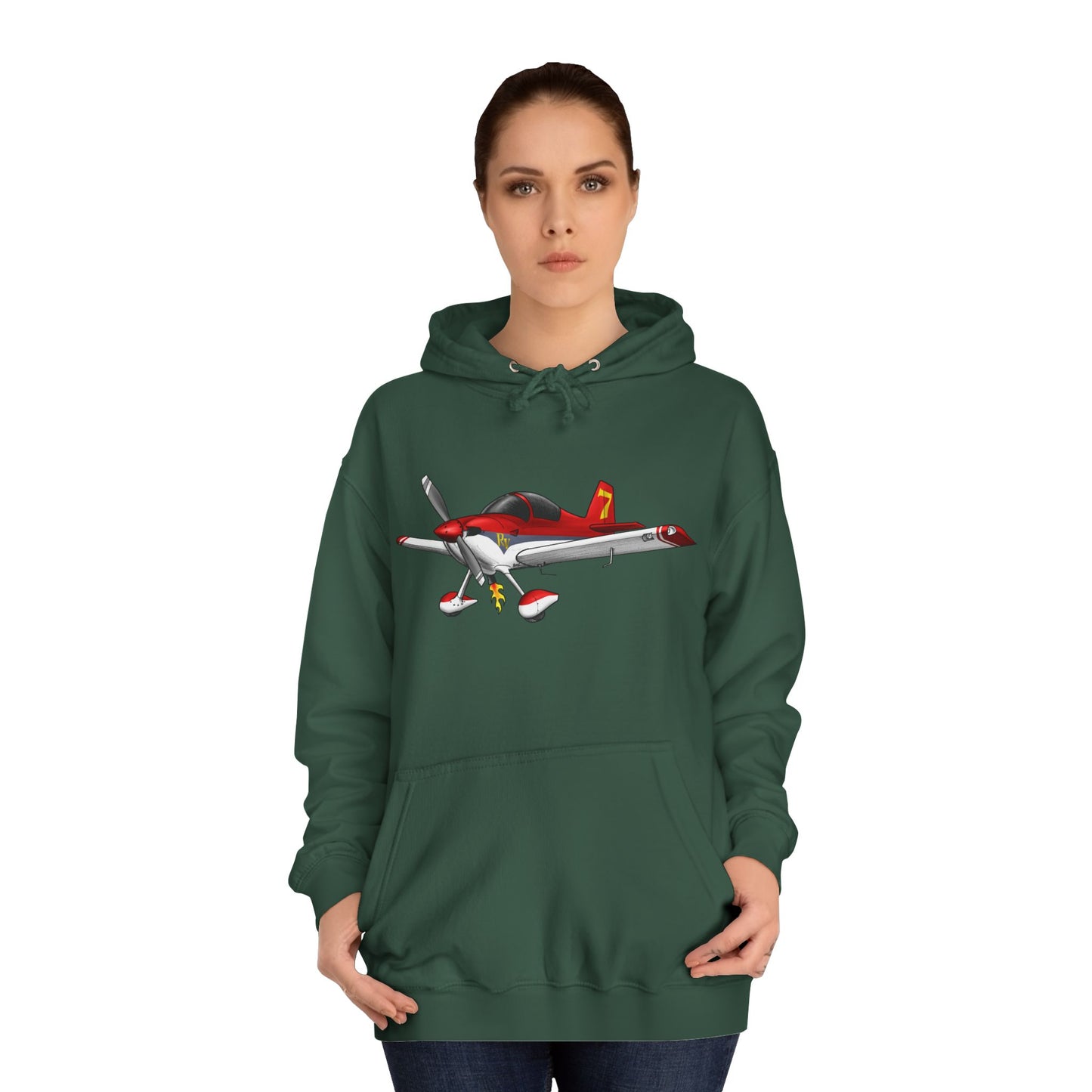RV7 Aviation Hoodie — Small Red Aerobatic Aircraft Graphic