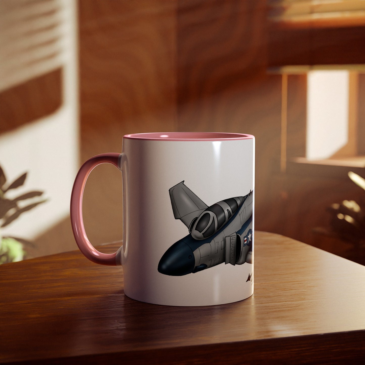 Phantom Fighter Jet Two-Tone Coffee Mugs, 11oz