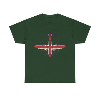 Vintage British Spitfire T-Shirt — Union Jack Warplane Graphic Tee