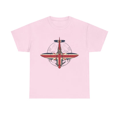 Vintage British Spitfire T-Shirt — Union Jack Warplane Graphic Tee