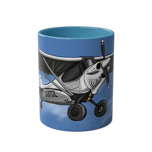 Super Cub STOL Design Two-Tone Coffee Mugs, 11oz