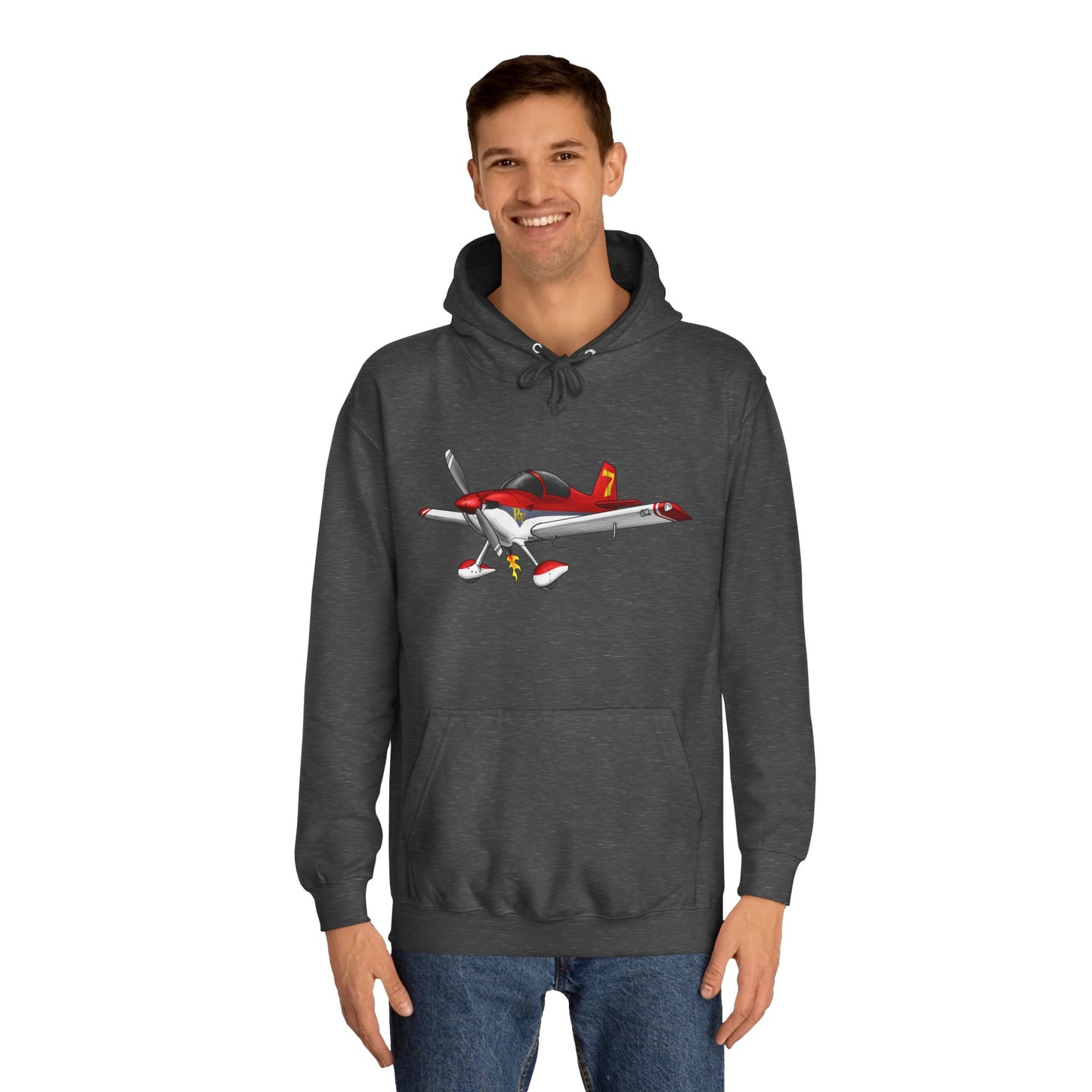 RV7 Aviation Hoodie — Small Red Aerobatic Aircraft Graphic